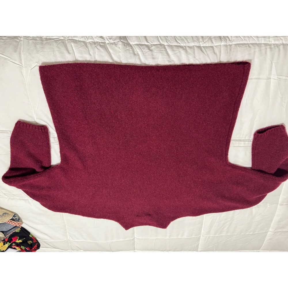 Coldwater Creek Burgundy Mock Neck Fuzzy Knit Sweater PXL Womens Wine Pullover - Picture 7 of 7